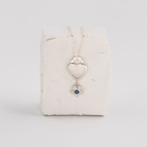 Secret Garden Heart and Daisy Pendant - Blue Sapphire - Image 2