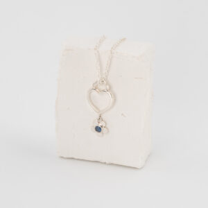 Secret Garden Heart and Daisy Pendant - Blue Sapphire